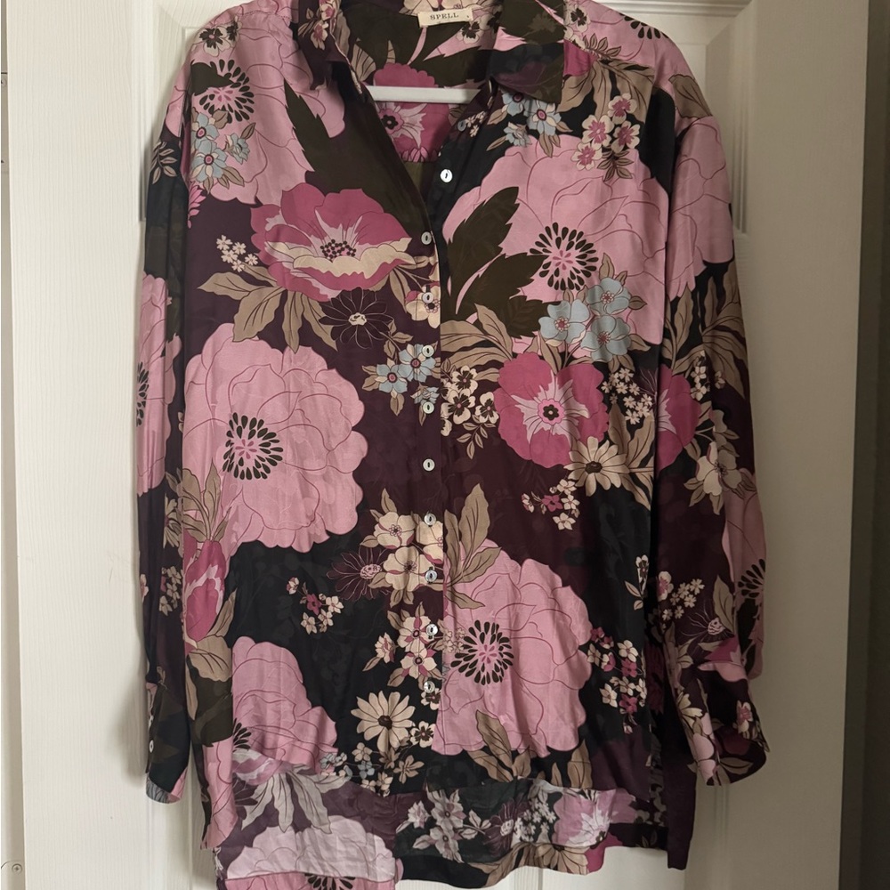 Spell Pink and Brown Floral Shirt